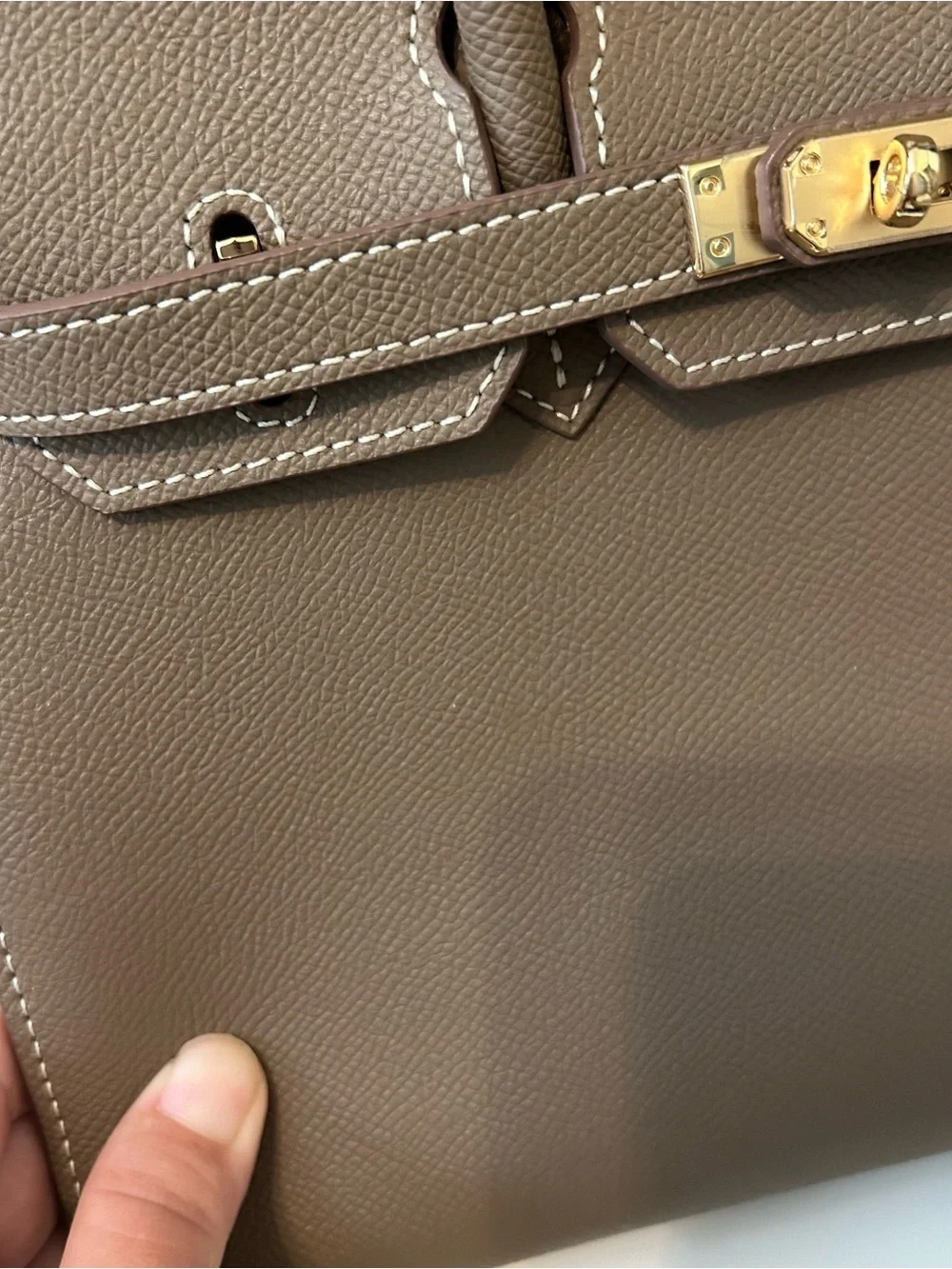 25cm Etaupe Epsom Top Handle Leather Satchel